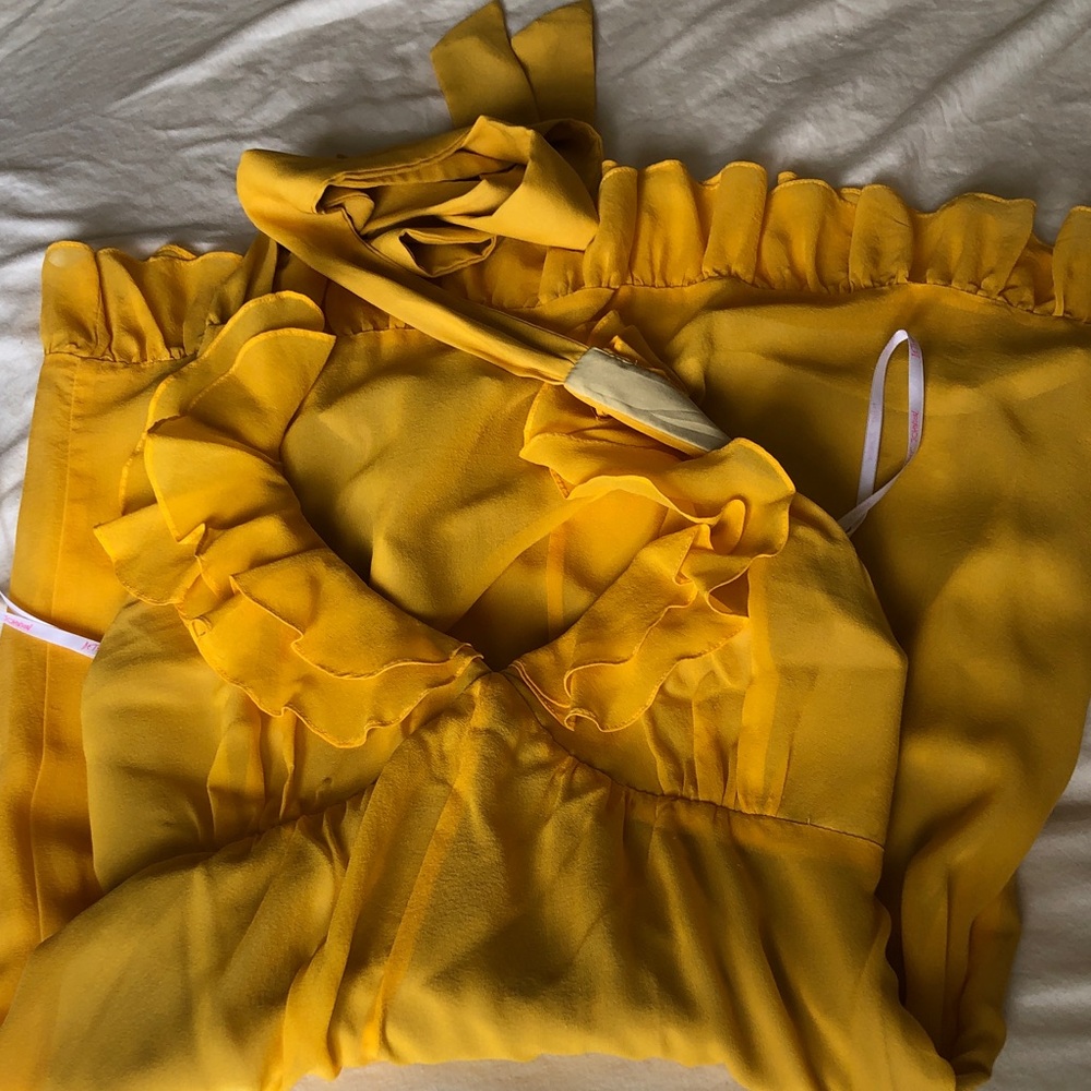 Betsey Johnson bright yellow halter dress. - Picture 8 of 12